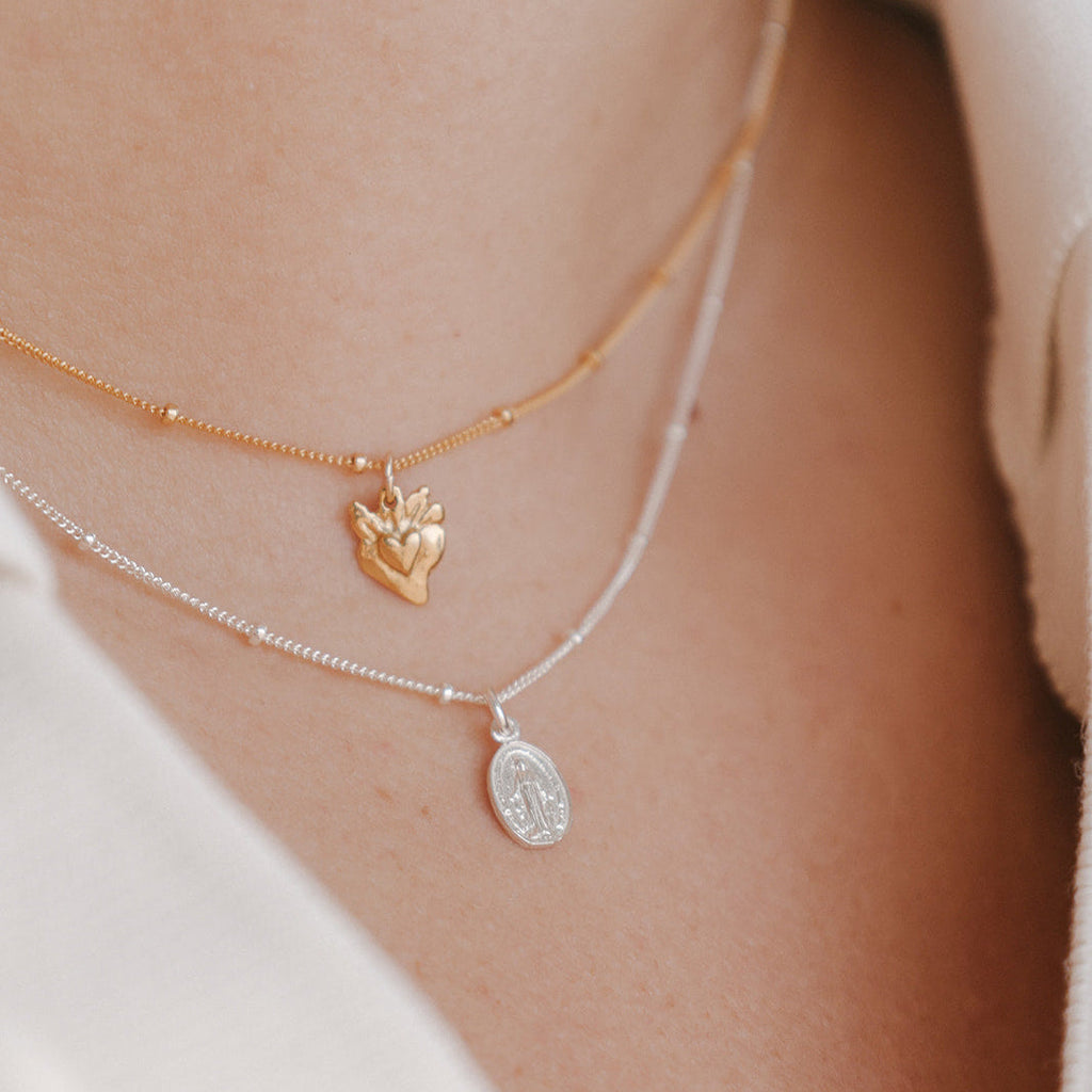 Tiny Sacred Heart Necklace