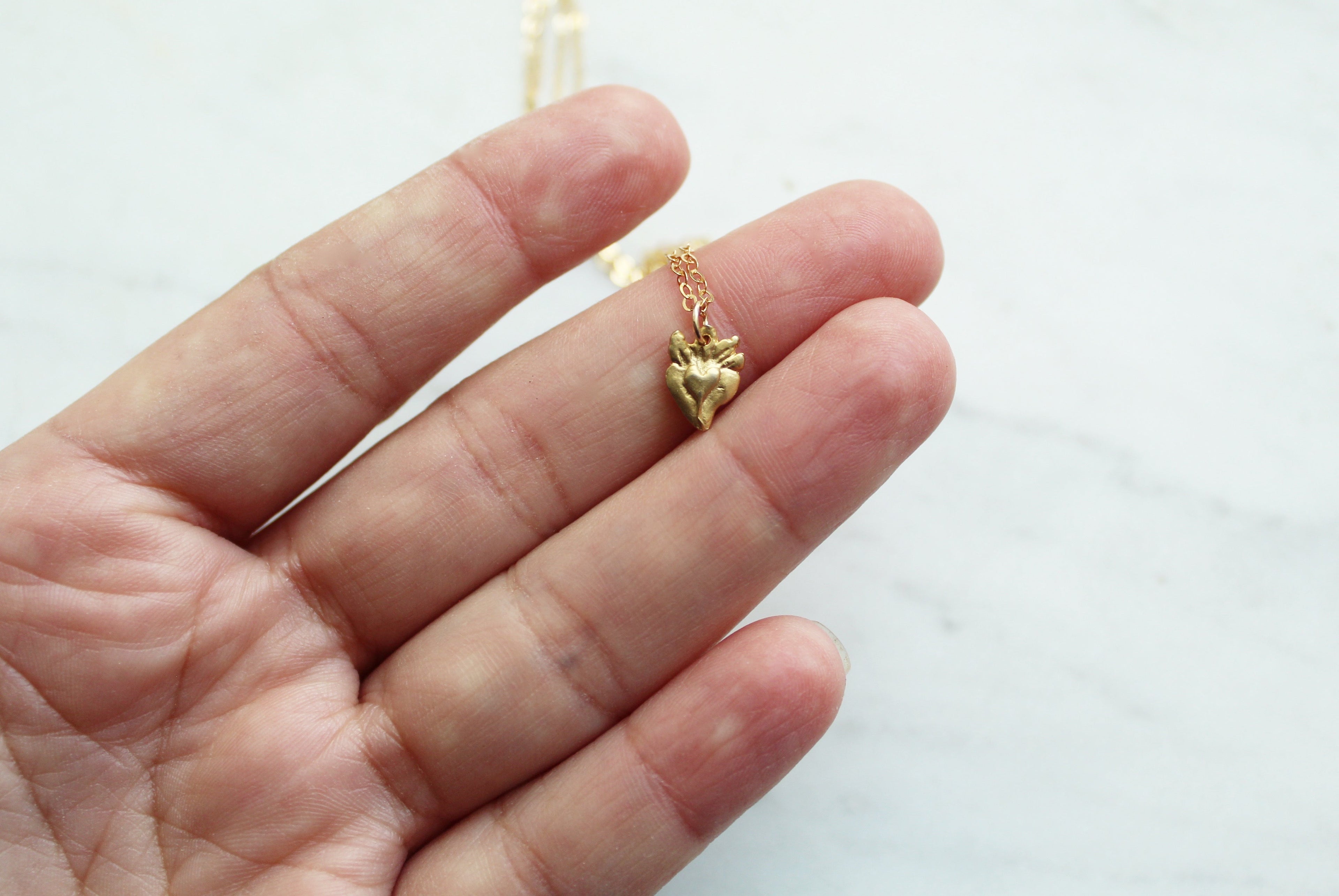 Tiny Sacred Heart Necklace