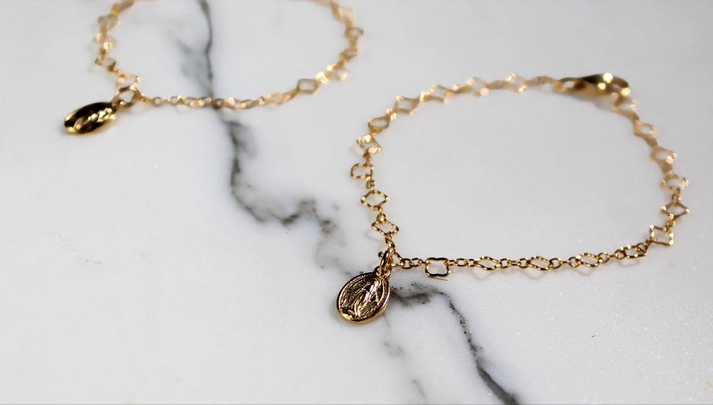 Miraculous Medal Floral Bracelet Set - Mommy and Me