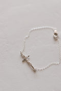 St. Joseph Lily Cross Bracelet in Silver