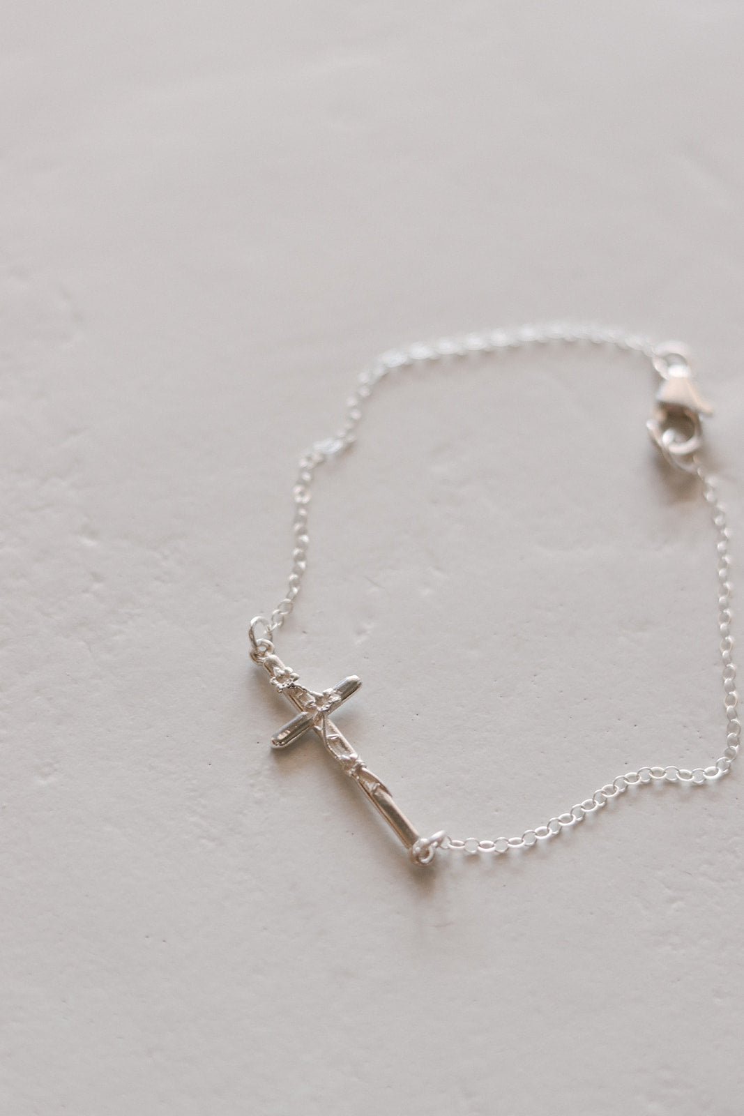 St. Joseph Lily Cross Bracelet in Silver