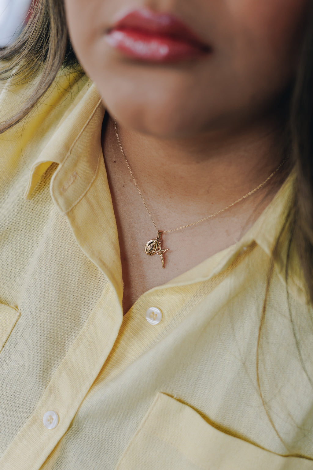 Gold Dainty Crucifix and Miraculous Medal Necklace