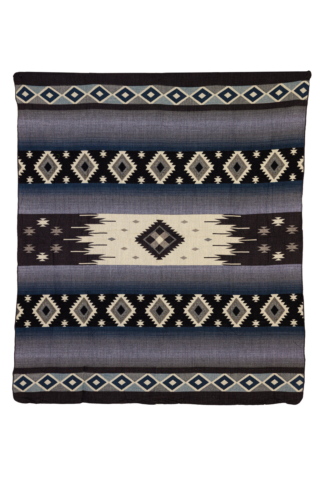 Yachana Collection - Handwoven Diamond Dark Blue Gray & Black Alpaca Throw Blanket From Ecuador