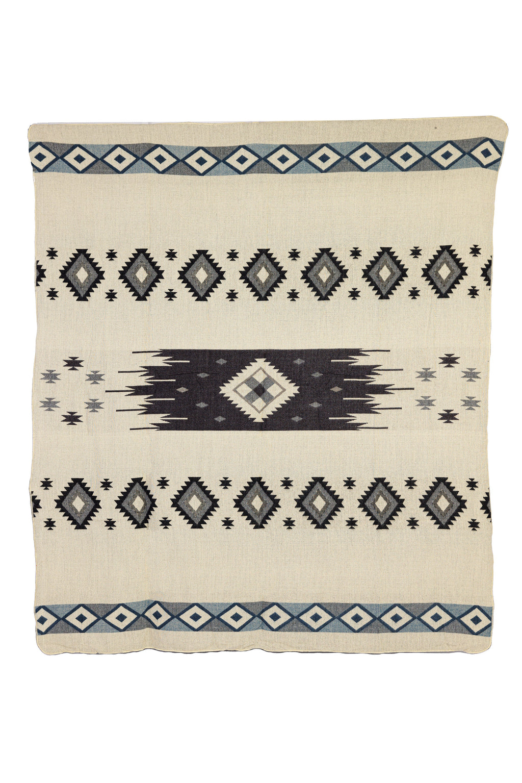 Yachana Collection - Handwoven Diamond Dark Blue Gray & Black Alpaca Throw Blanket From Ecuador