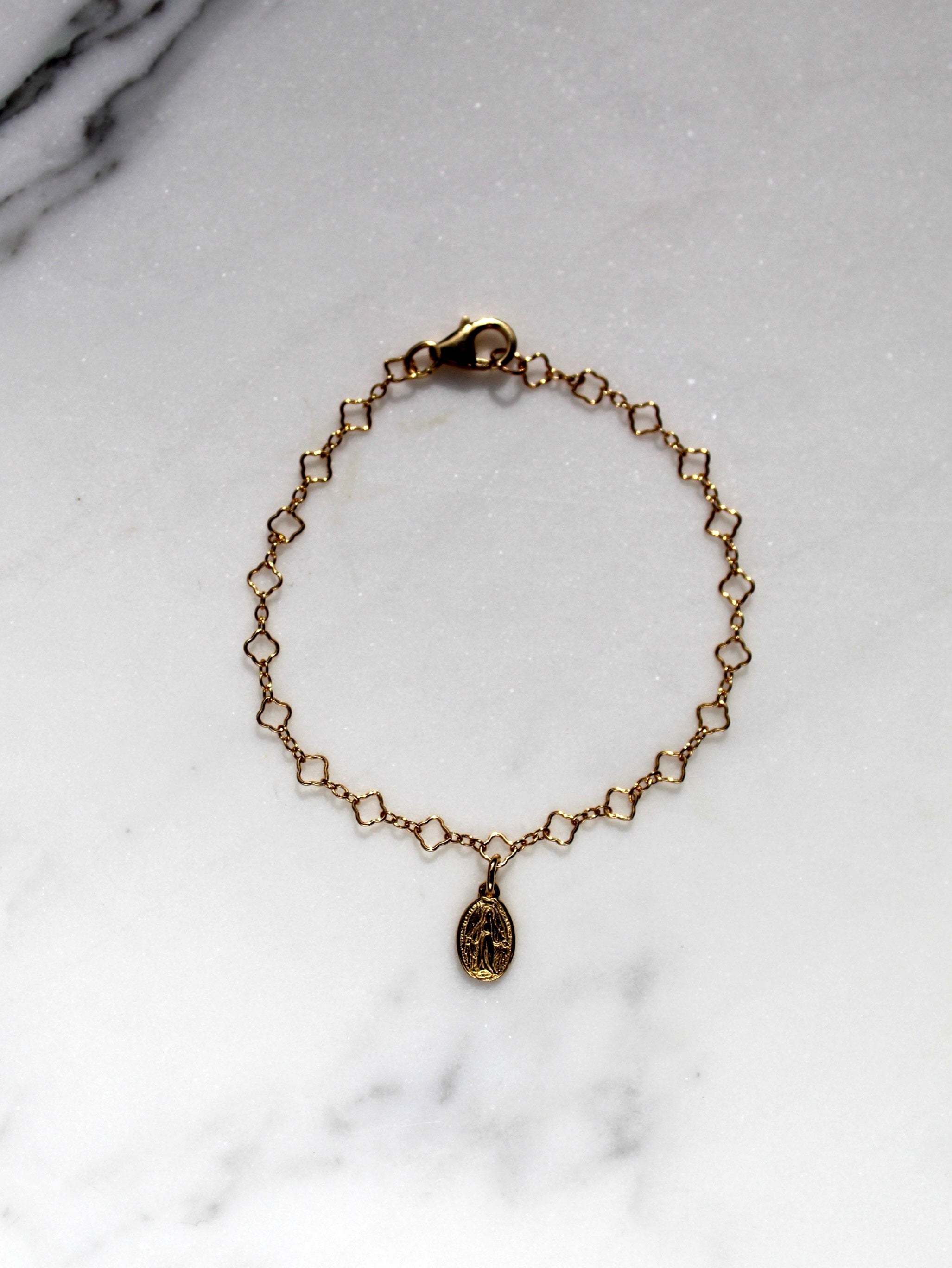 Miraculous Medal Floral Bracelet Set - Mommy and Me