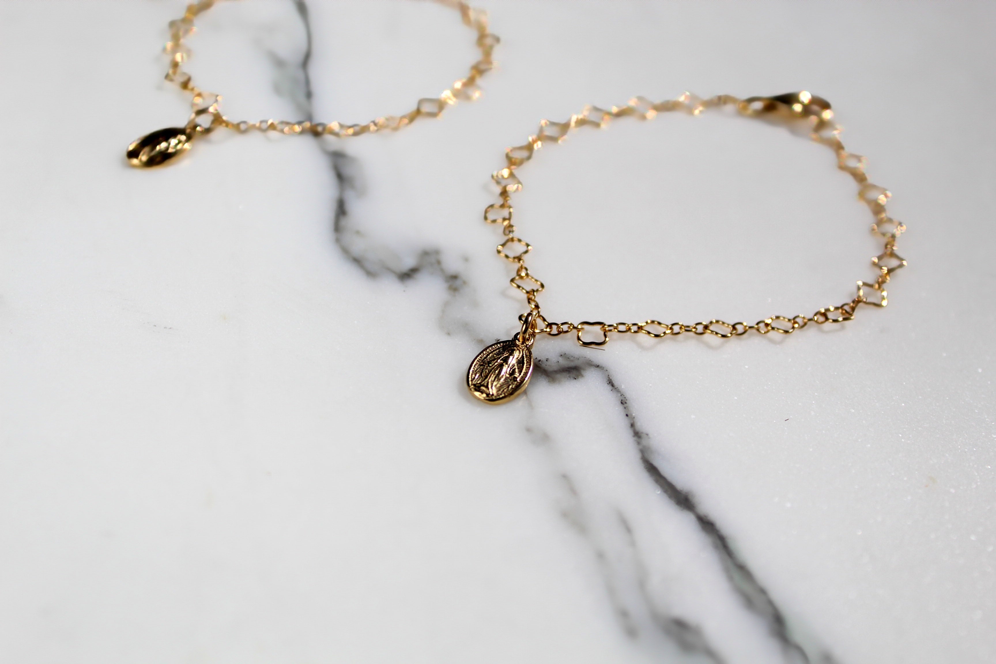 Miraculous Medal Floral Bracelet Set - Mommy and Me