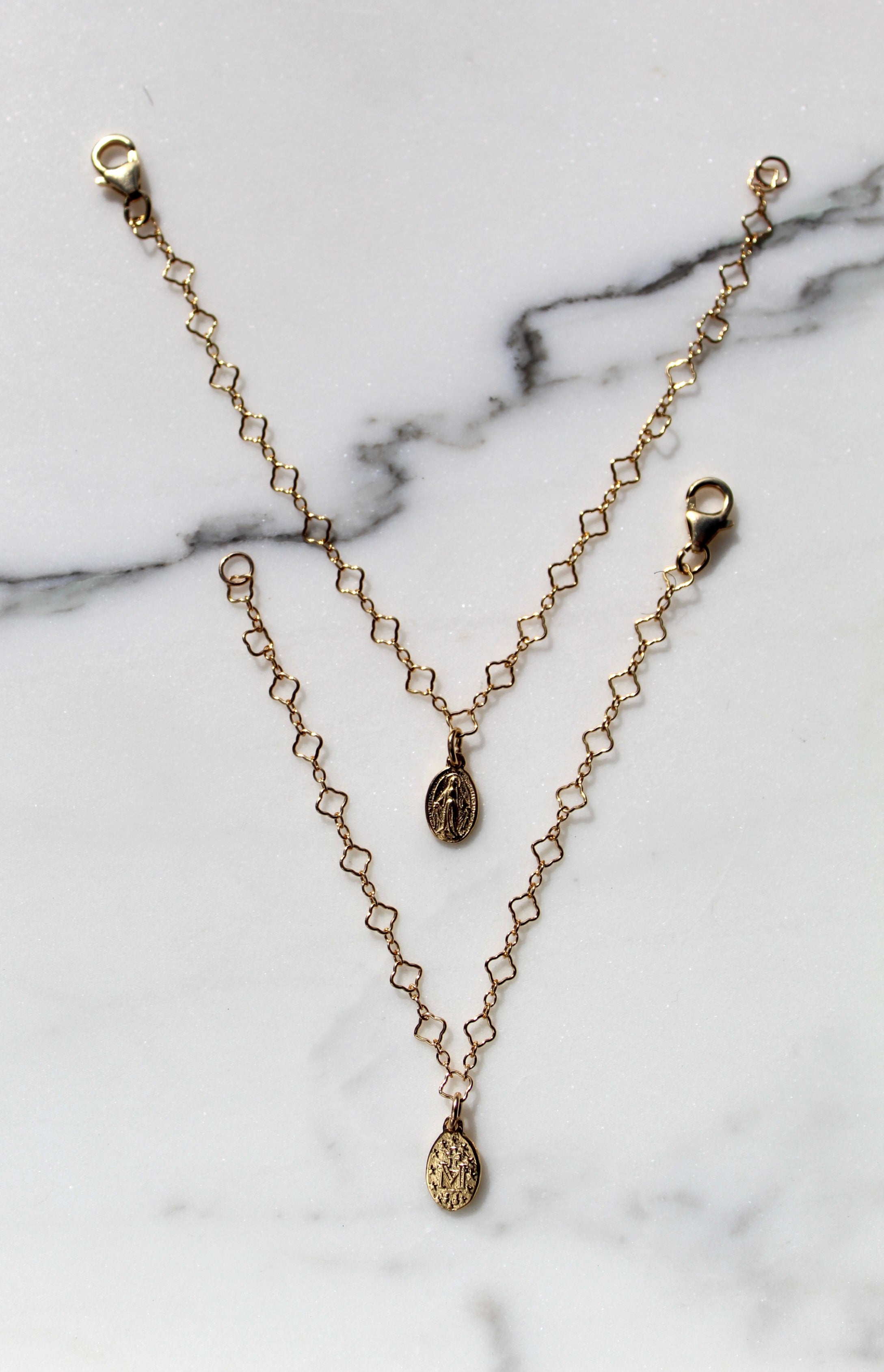 Miraculous Medal Floral Bracelet Set - Mommy and Me