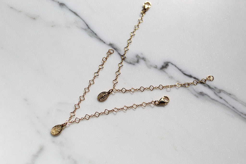 Miraculous Medal Floral Bracelet Set - Mommy and Me