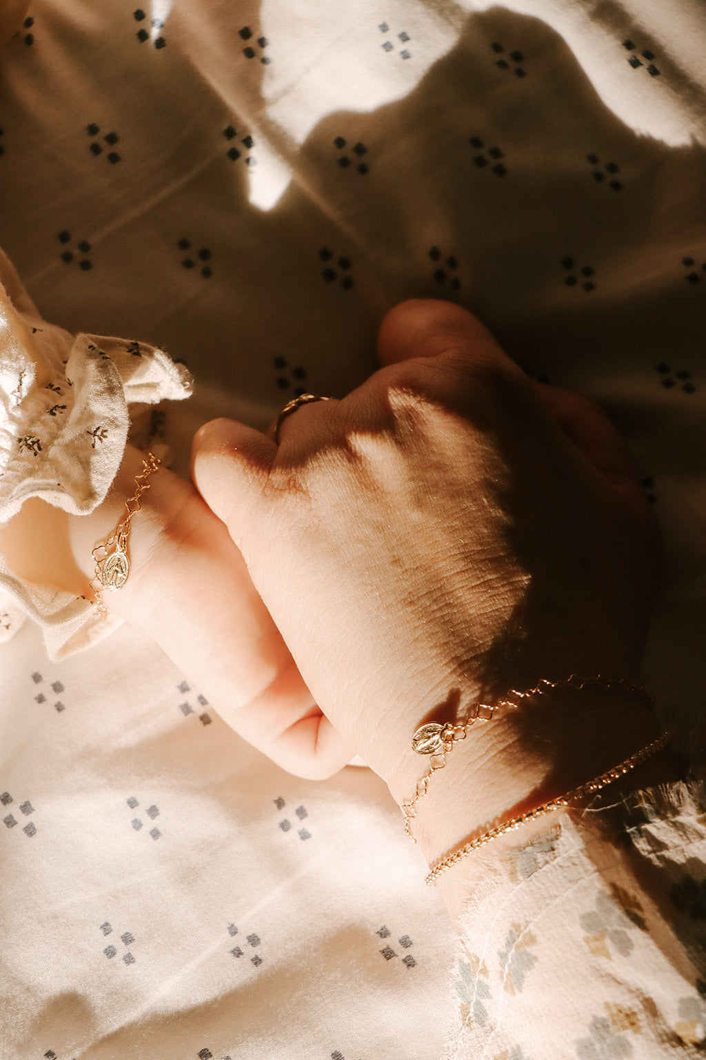 Miraculous Medal Floral Bracelet Set - Mommy and Me